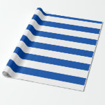 Kobaltblauw Wit Breed Horizontaal Gestreept Cadeaupapier<br><div class="desc">Kobalt Blauw en Wit Brede Horizontale Gestreepte Verpakkende Document</div>