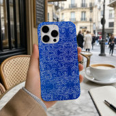 Kobaltblauw Witte Bloemendamasker Case-Mate iPhone Case