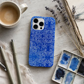 Kobaltblauw Witte Bloemendamasker Case-Mate iPhone Case