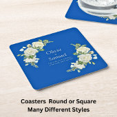 Kobaltblauw & Witte Rozen Kartonnen Onderzetters