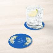 Kobaltblauw & Witte Rozen   Ronde Kartonnen Onderzetter (Insitu)