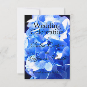 Kobaltblauwe bloemige elegante blauwe hortensia's  save the date
