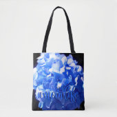 Kobaltblauwe bloemige elegante blauwe hortensia's tote bag (Voorkant)