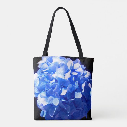 Kobaltblauwe bloemige elegante blauwe hortensia's  tote bag (Achterkant)