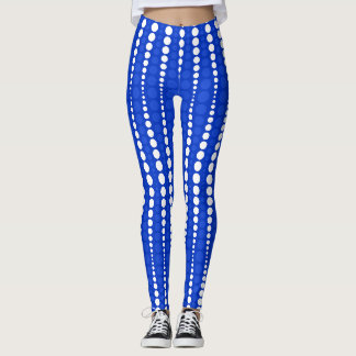 Kobaltblauwe en witte stippenleggings leggings