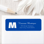 Kobaltblauwe gepersonaliseerde monogram letter naa etiket (Insitu)