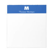 Kobaltblauwe gepersonaliseerde naamletter monogram notitieblok (Voorkant)