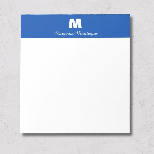 Kobaltblauwe gepersonaliseerde naamletter monogram notitieblok