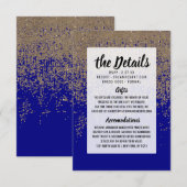 Kobaltblauwe goud glitters ombre verloop informatiekaartje (Voorkant / Achterkant)