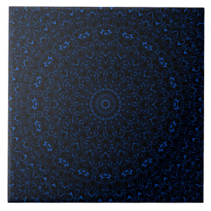 Kobaltblauwe Mandala met Ingewikkelde Symmetrie Tegeltje