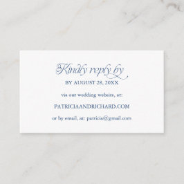 Kobaltblauwe Minimalistische Online RSVP Trouwwebs Informatiekaartje