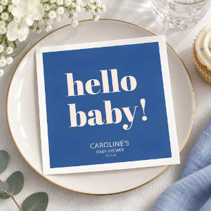Kobaltblauwe Moderne Minimalistische Hello Baby Sh Servet