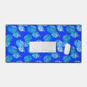 Kobaltblauwe Monstera Bries Bureaumat (Keyboard & Muis)
