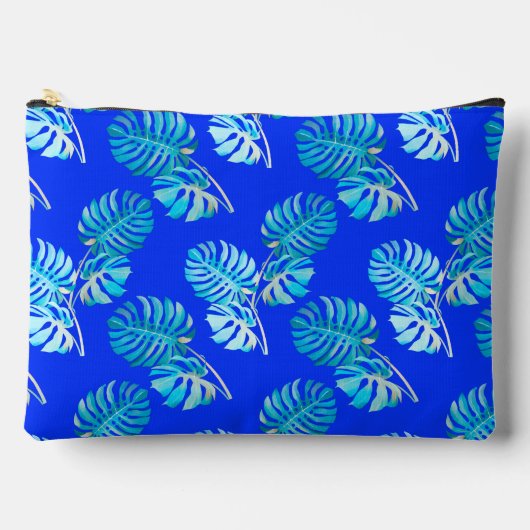 Kobaltblauwe Monstera Bries Etui (Voorkant)