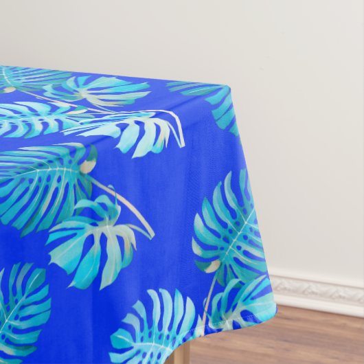 Kobaltblauwe Monstera Bries Tafelkleed (Voorbeeld)
