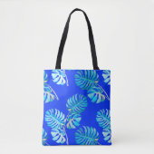 Kobaltblauwe Monstera Bries Tote Bag (Voorkant)