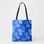 Kobaltblauwe Monstera Bries Tote Bag (Voorkant)