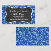 Kobaltblauwe Paisley;  krijtbord Visitekaartje (Voorkant / Achterkant)