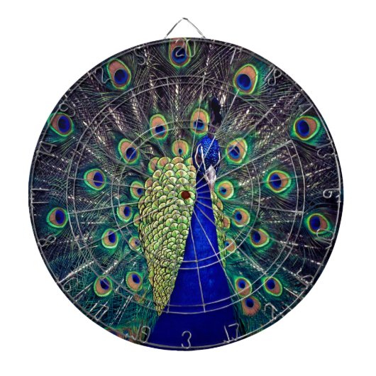 Kobaltblauwe Pauw Dartbord (Voorkant)
