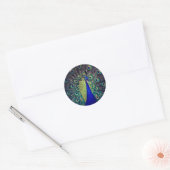 Kobaltblauwe Pauw Ronde Sticker (Envelop)