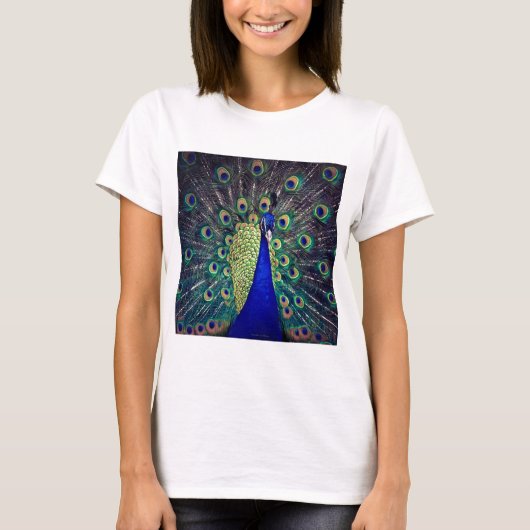 Kobaltblauwe Pauw T-shirt (Voorkant)