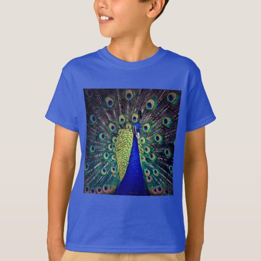 Kobaltblauwe Pauw T-shirt (Voorkant)
