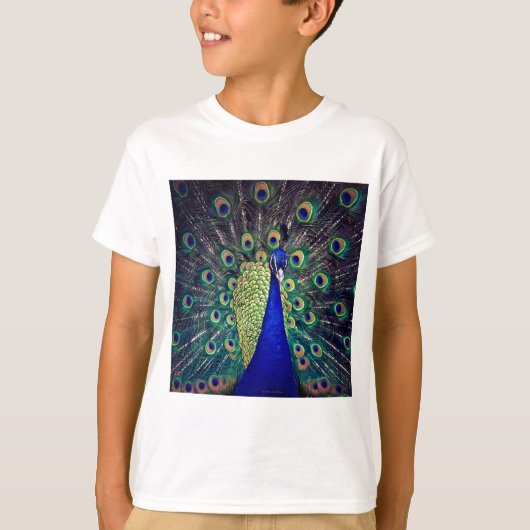 Kobaltblauwe Pauw T-shirt (Voorkant)