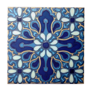 Kobaltblauwe Spaanse Majolica-tegel Tegeltje
