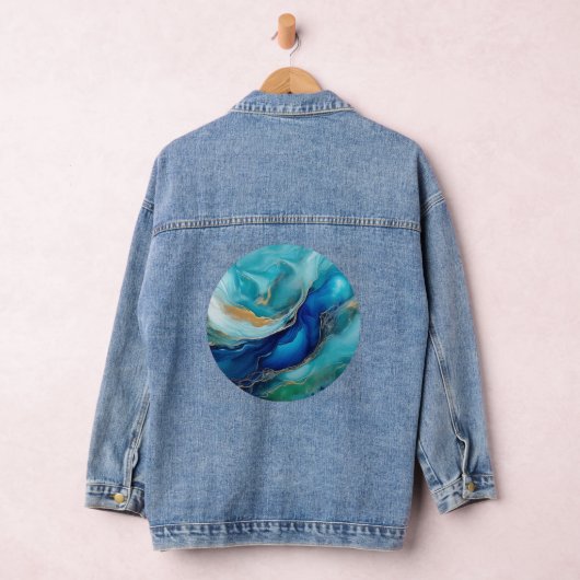 Kobaltblauwe stromingen: een Abstract perspectief Denim Jacket (Hangar)