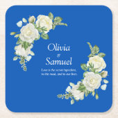 Kobaltblauwe & Witte Rozen   Kartonnen Onderzetters (Voorkant)