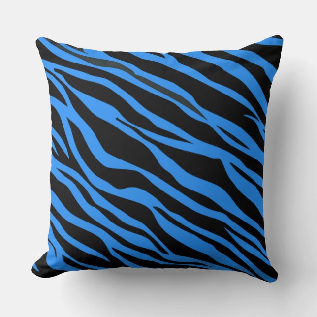 Kobaltblauwe zebra gestreept kussen (Voorkant)