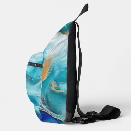 Kobaltgetijden: een Abstracte verkenning Sling Bag (Rechts)