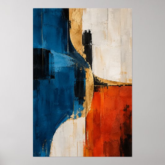 Kobaltgloed Moderne Abstracte Wandkunst Poster (Voorkant)