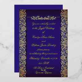 Kobalts Blue  Wedding Invitation Folie Uitnodiging