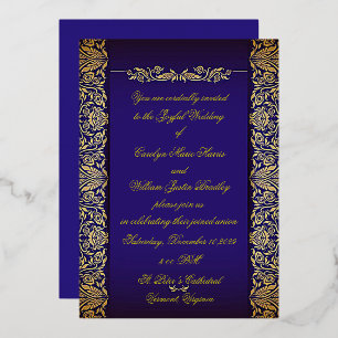 Kobalts Blue  Wedding Invitation Folie Uitnodiging