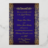Kobalts Blue Wedding Invitation Folie Uitnodiging (Voorkant)