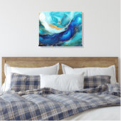 Kobaltstromen: Een Oceanische Abstracte Canvasprin Canvas Afdruk (Insitu (Slaapkamer))