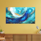 Kobaltstromen: een oceanische Abstracte canvasprin Canvas Afdruk (Insitu (Woonkamer))