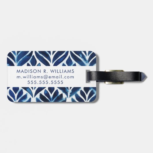 KobaltWaterverf Tegels IV Bagagelabel (Achterkant horizontaal)