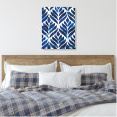 KobaltWaterverf Tegels IV Canvas Afdruk (Insitu (Slaapkamer))