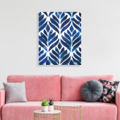 KobaltWaterverf Tegels IV Canvas Afdruk (Insitu (Woonkamer))