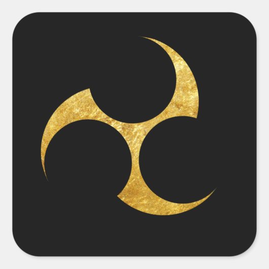 Kobayakawa Mon Japanse clan faux goud in zwart Vierkante Sticker (Voorkant)