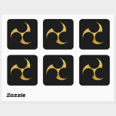 Kobayakawa Mon Japanse clan faux goud in zwart Vierkante Sticker (Vel)