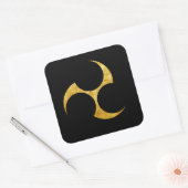 Kobayakawa Mon Japanse clan faux goud in zwart Vierkante Sticker (Envelop)