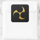Kobayakawa Mon Japanse clan faux goud in zwart Vierkante Sticker (Tas)