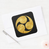 Kobayakawa Mon Japanse clan faux goud in zwart Vierkante Sticker (Envelop)