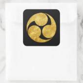 Kobayakawa Mon Japanse clan faux goud in zwart Vierkante Sticker (Tas)