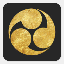 Kobayakawa Mon Japanse clan faux goud in zwart Vierkante Sticker