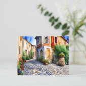 Kobbelstenen pad in een mediterrane omgeving briefkaart (Staand voorkant)