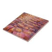 Kobbelstenen roos goudkunst tegeltje (Zijkant)